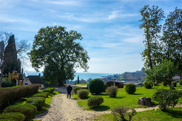 View of the sea from the monastery in the New Athos in Abkhazia