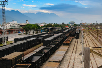 Drone Shot of  Railway Station In Taiwan