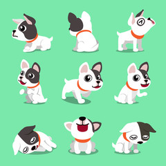 Cartoon character cute french bulldog poses for design.