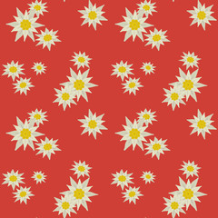 Floral hand drawn seamless pattern with edelweiss