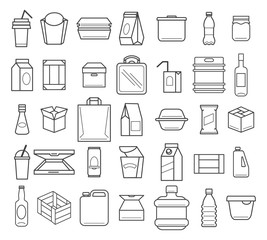 Package and box line icons