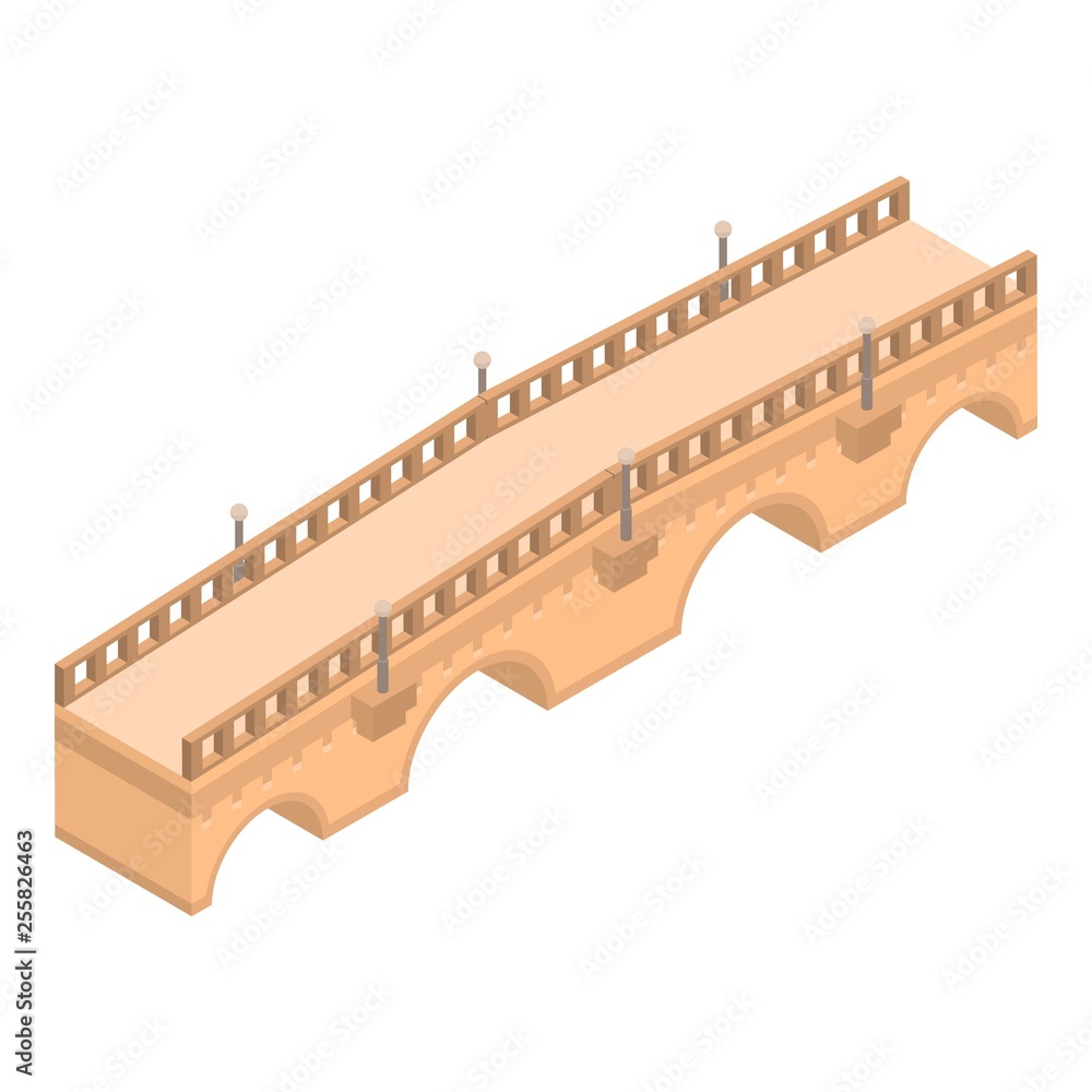 Poster old bridge icon. isometric of old bridge vector icon for web design isolated on white background
