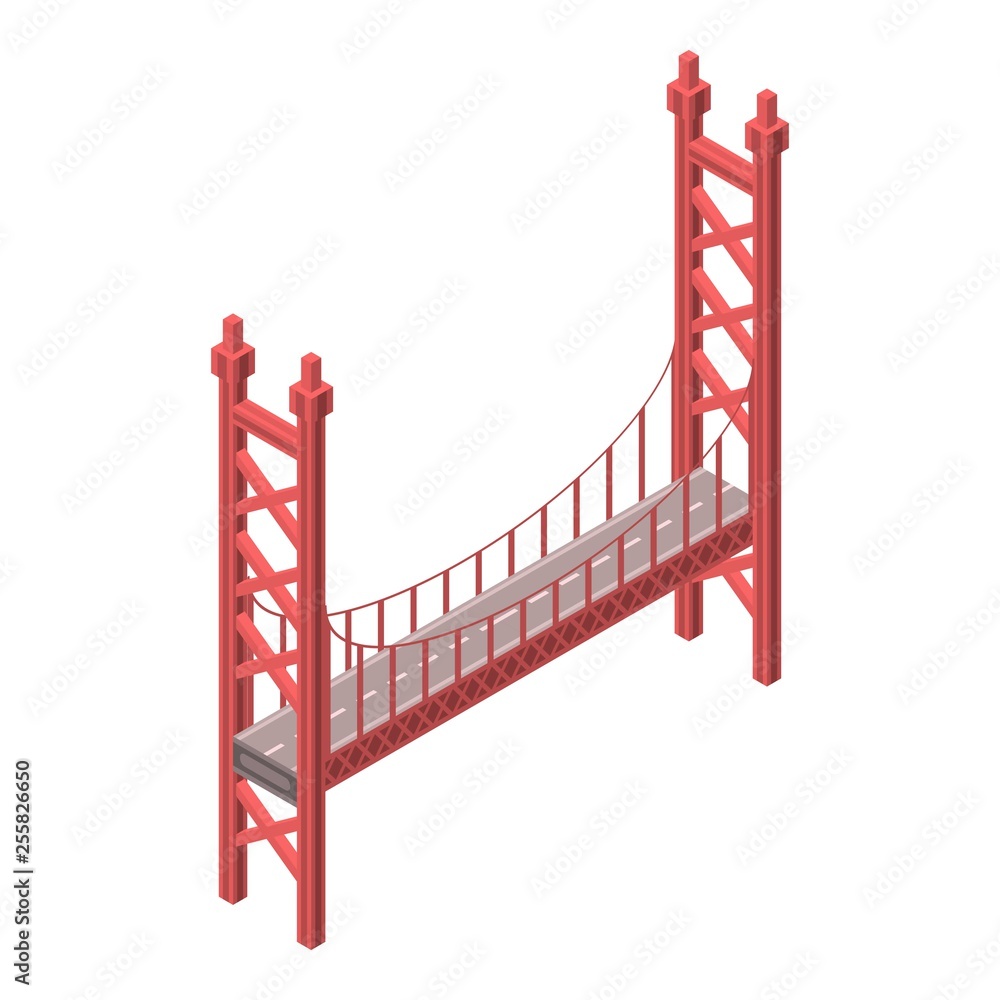 Poster red bridge icon. isometric of red bridge vector icon for web design isolated on white background