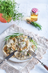 Dumplings with cabbage and mushrooms