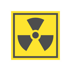 Fototapeta premium Radioactive warning yellow triangle sign. Radioactivity warning vector symbol.