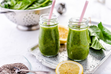 Green spinach and pineapple smoothie
