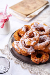 Sweet homemade donuts with icing sugar