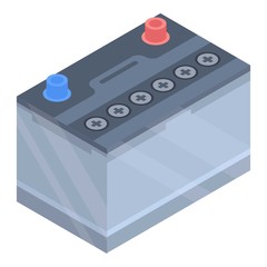 Fototapeta premium Car battery icon. Isometric of car battery vector icon for web design isolated on white background