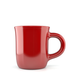 Red Mug on a White Background - 3D Illustration