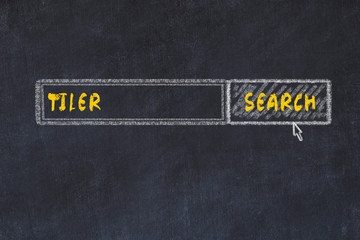 Chalk board sketch of search engine. Concept of searching for tiler
