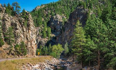 Cascade Scenic Highway 7 South Saint Vrain Creek near Rocky Mountain National Park in Autumn