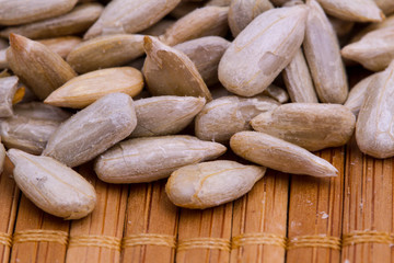 peanuts on wooden table