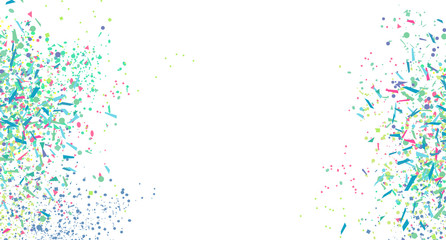 Confetti on isolated white background. Abstract texture with falling geometric elements. Pattern for design. Print for polygraphy, banners, flyers and textiles