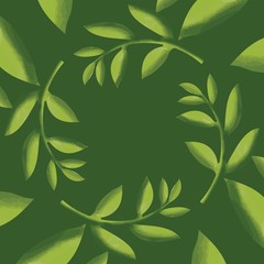 Frame leaf floral watercolour green vector background