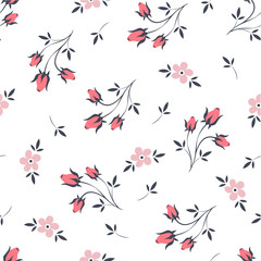 Roses. Blooming spring-summer flowers plants. Seamless pattern. Vector image.