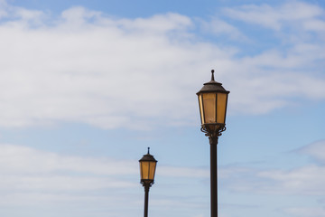 Fototapeta na wymiar street lanterns at daytime