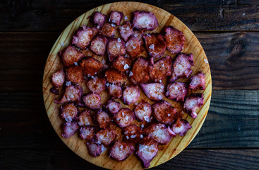 View of Galician octopus dish