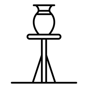 Jug on potter stand icon. Outline jug on potter stand vector icon for web design isolated on white background