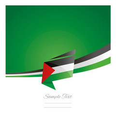 New abstract Palestine flag ribbon origami green background vector