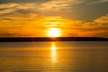 sunset on the lake