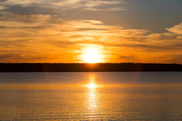sunset on the lake