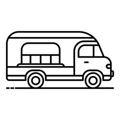 Hot dog truck icon. Outline hot dog truck vector icon for web design isolated on white background