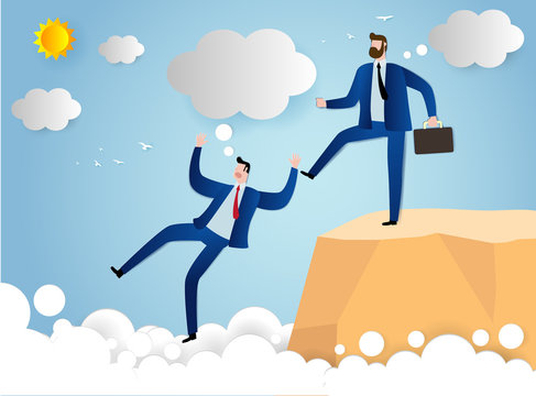 Businessman being kicked out, Businessman Renegade, Paper art style, people business concept vector flat design illustration 