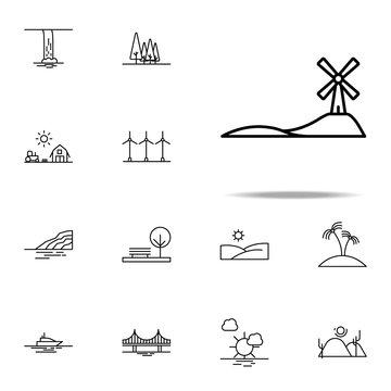 windmill on field icon. Landspace icons universal set for web and mobile