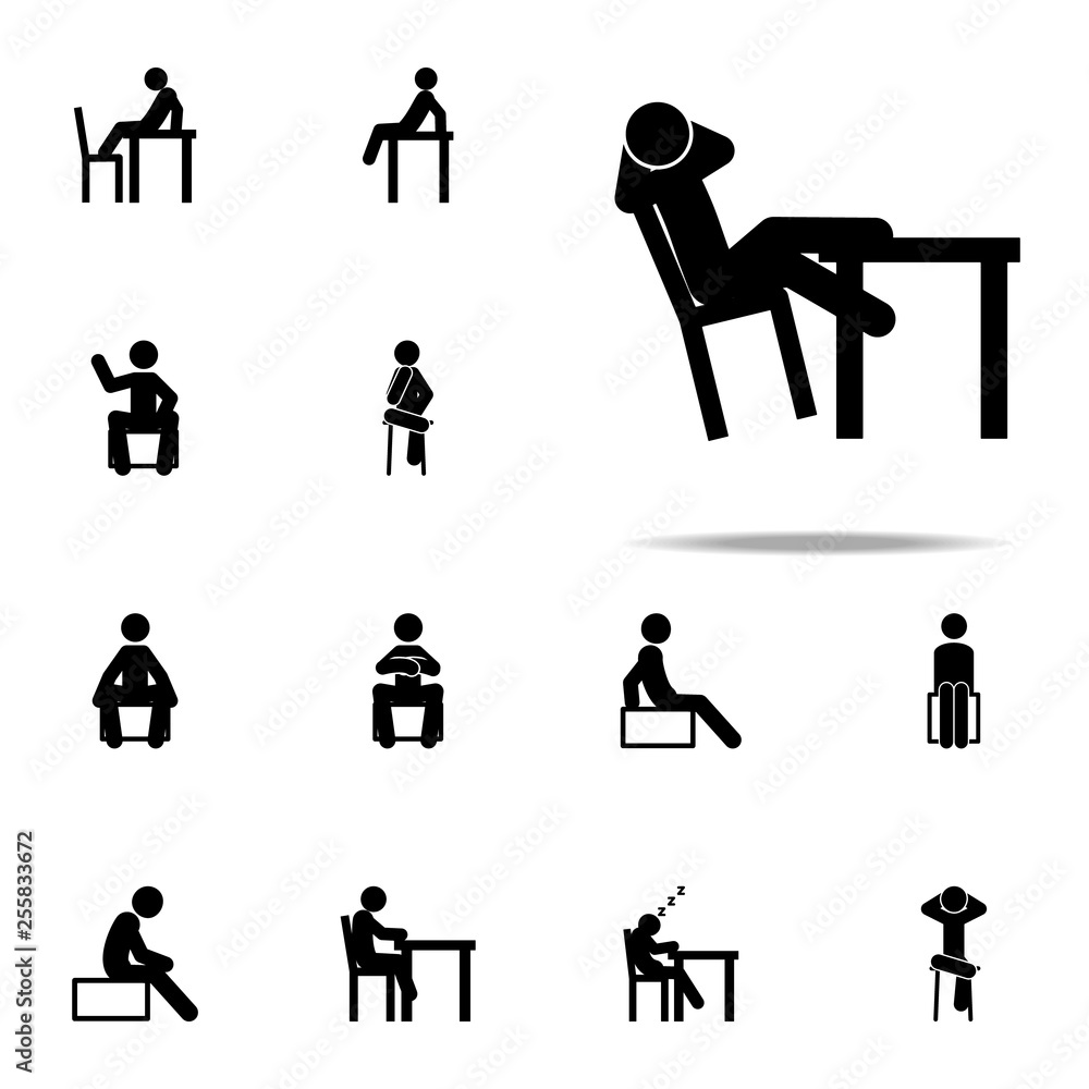 Poster man, relaxing icon. man sitting on icons universal set for web and mobile