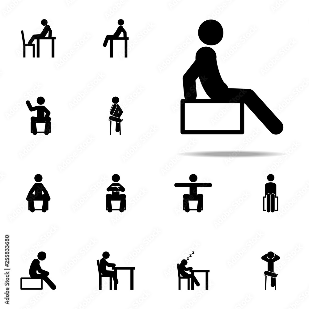 Poster man, sit icon. man sitting on icons universal set for web and mobile