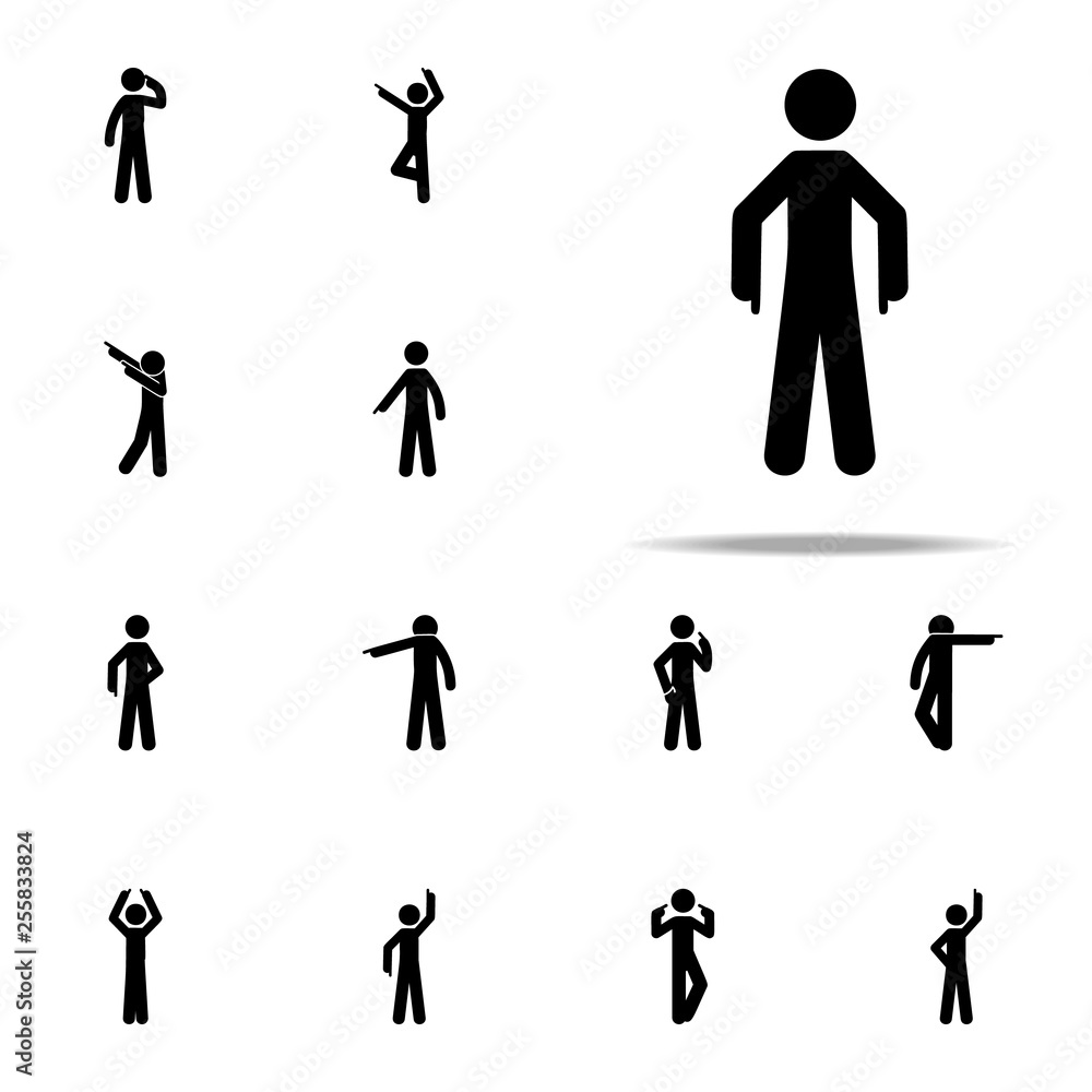 Aufkleber man botton, down icon. man pointing finger icons universal set for web and mobile