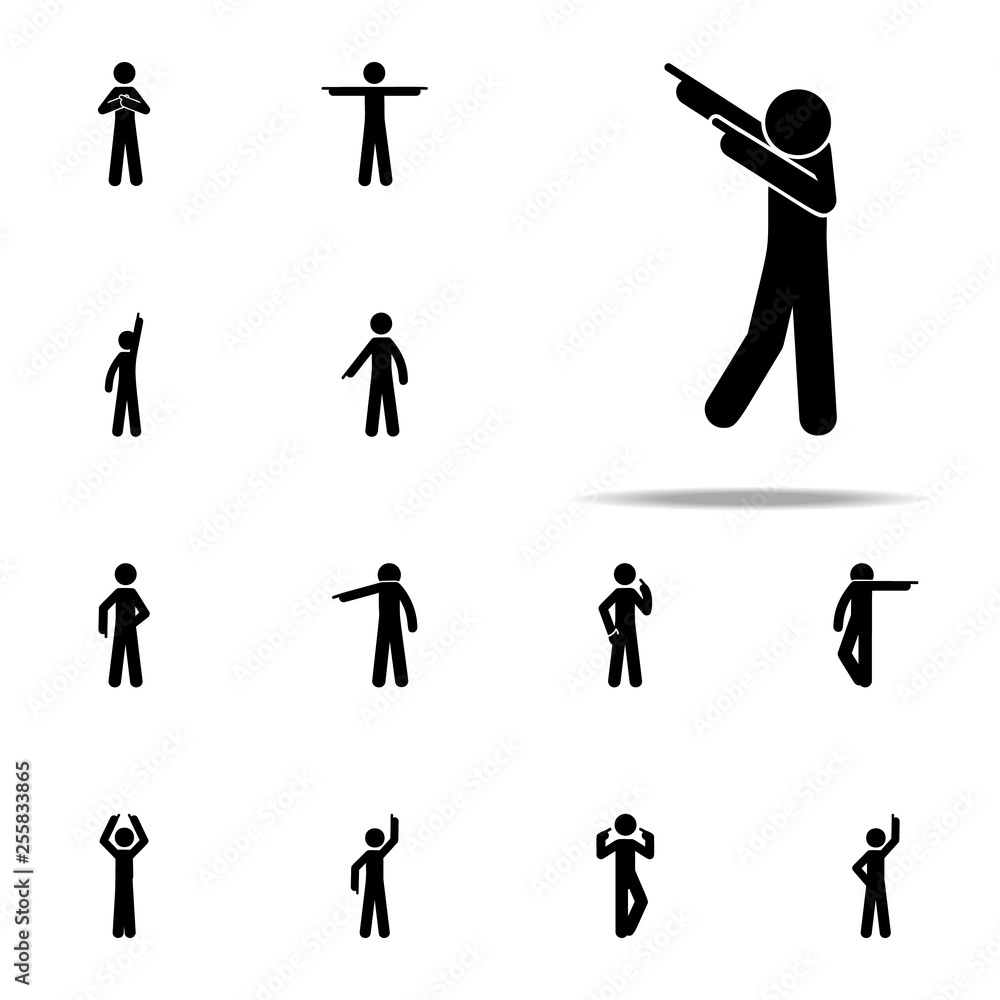 Poster man dancing icon. man pointing finger icons universal set for web and mobile