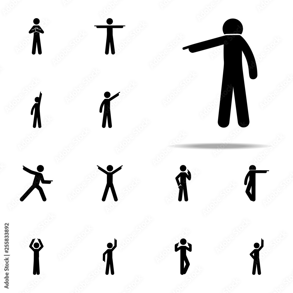 Poster man finger, down icon. man pointing finger icons universal set for web and mobile