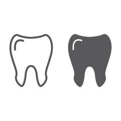 Tooth line and glyph icon, medicine and dentist, dental sign, vector graphics, a linear pattern on a white background.