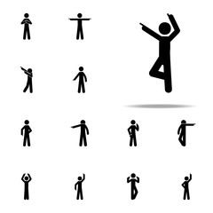 man dancing, finger icon. Man Pointing Finger icons universal set for web and mobile