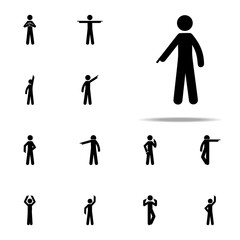 man down, finger icon. Man Pointing Finger icons universal set for web and mobile