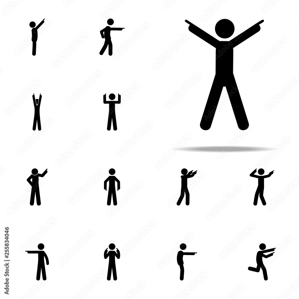 Poster man happy, finger icon. man pointing finger icons universal set for web and mobile