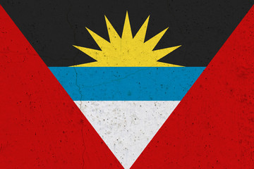 Antigua and Barbuda flag on concrete wall