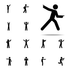 man forward, finger icon. Man Pointing Finger icons universal set for web and mobile