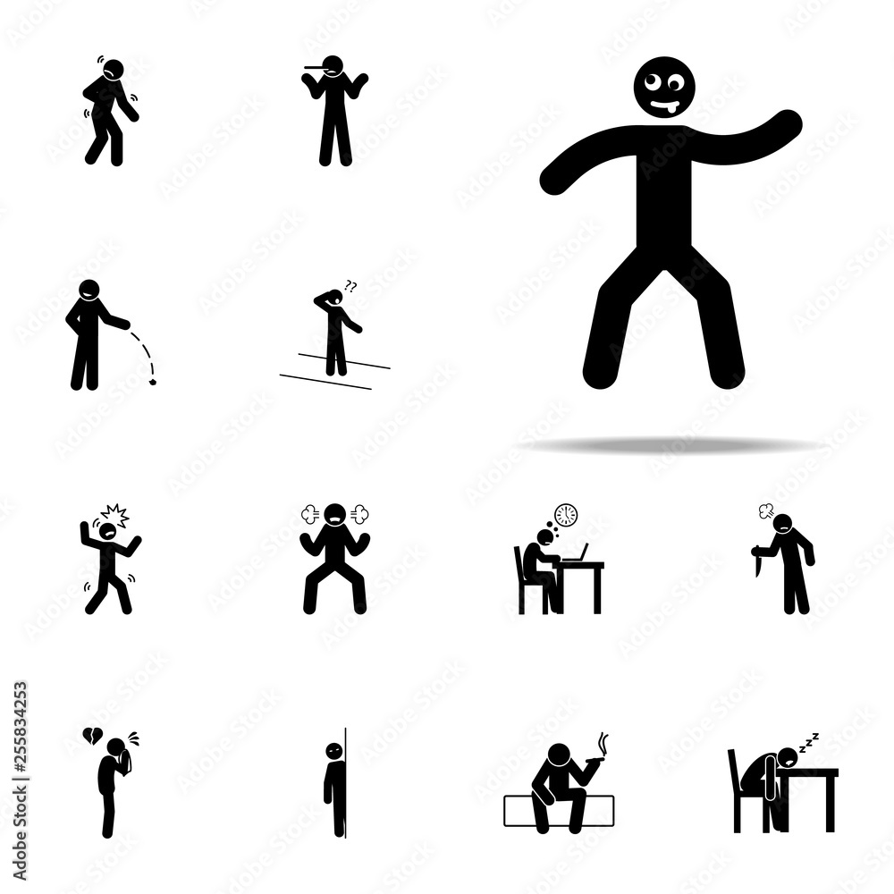 Poster crazy, funny icon. negative character icons universal set for web and mobile