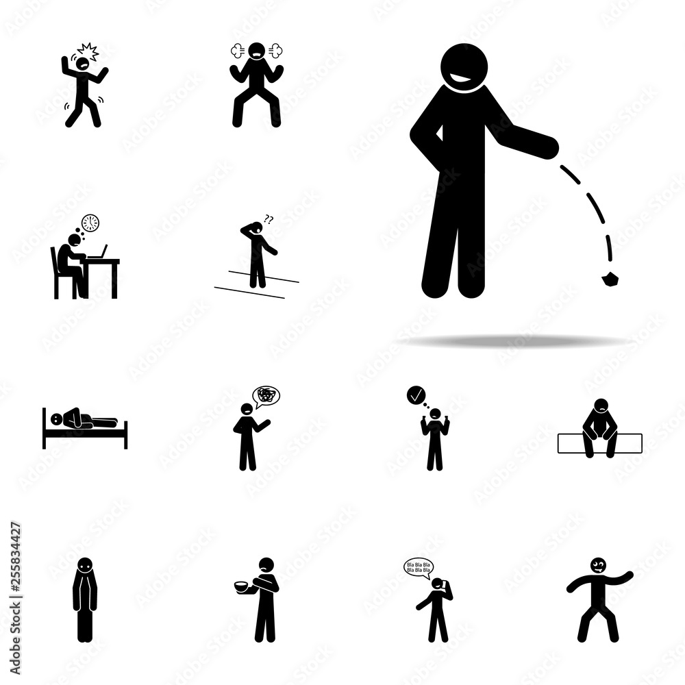 Poster litter, man icon. negative character icons universal set for web and mobile