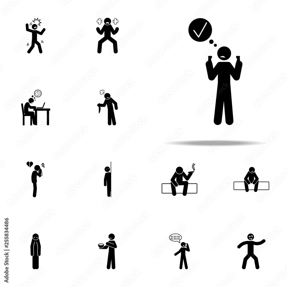 Poster wish, thinking icon. negative character icons universal set for web and mobile