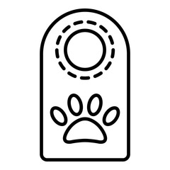 Pet hotel door tag icon. Outline pet hotel door tag vector icon for web design isolated on white background