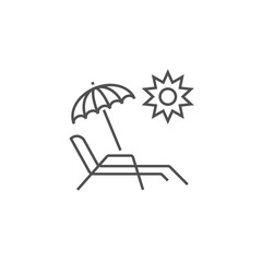 Chaise Lounge Related Vector Line Icon.