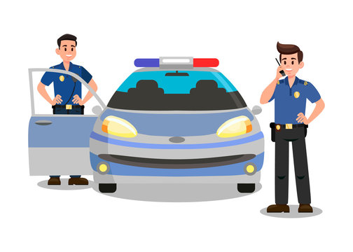 police officers with blue car clip art preview