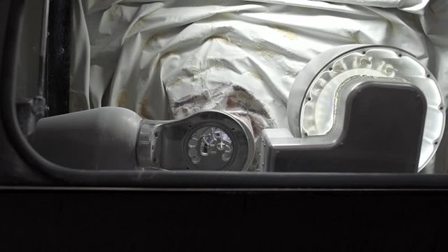 View at carving process in dental milling machine