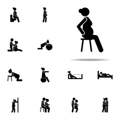 Fototapeta na wymiar pregnant woman, sit icon. Pregnant woman icons universal set for web and mobile