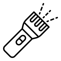 Plastic flashlight icon. Outline plastic flashlight vector icon for web design isolated on white background