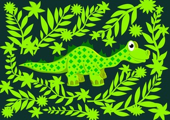 Two dinosaurs met in a wild prehistoric forest.