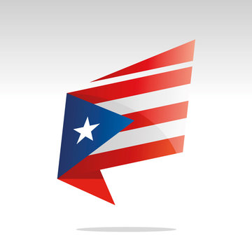New abstract Puerto Rico flag origami logo icon button label vector